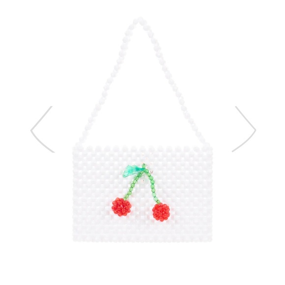 Susan Alexandra White Beaded Bag with Cherry Accent - Picture 1 of 5